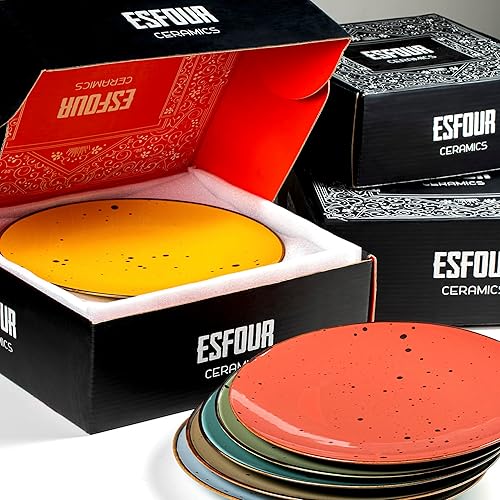 Miniatura 7 de Juego de 6 platos de postre de 8.7 pulgadas, aptos para microondas, horno, lavavajillas, resistentes a los arañazos, porcelana. Platos pequeños