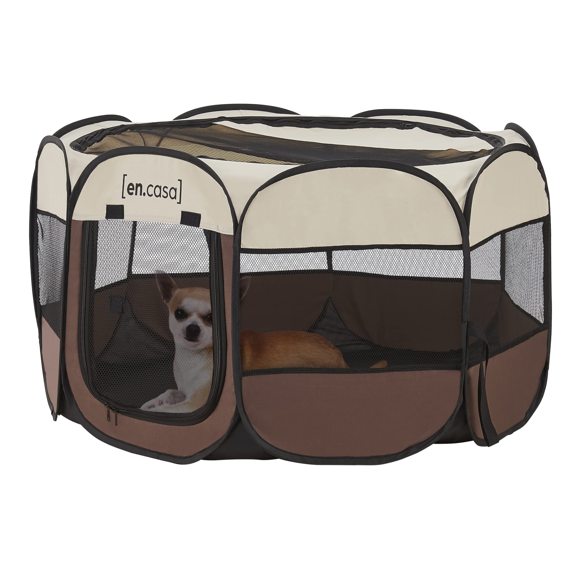 [en.casa] Recinto Morbido per Animali (AxLxP) 58 x 114 x 114 cm Box Pieghevole per Cuccioli, Tessuto Impermeabile, incl. Borsa di Trasporto