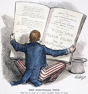 Election Cartoon 1876 NThe Electoral Vote Ncontemporary American Cartoon By Thomas Nast Showing A Perplexed Uncle Sam Reading The Constitution Upside Down In An Attempt To Resolve The Election Between