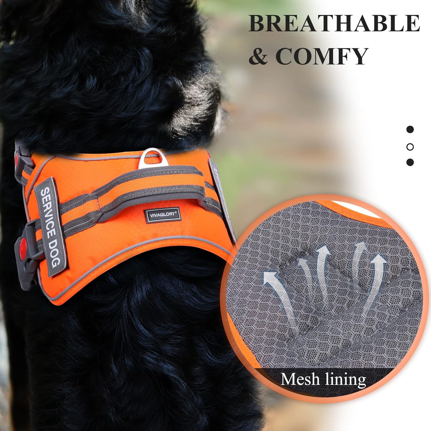 VIVAGLORY Dog Harness, No Pull Service Dog Vest Harness with Padded Handle, Reflective