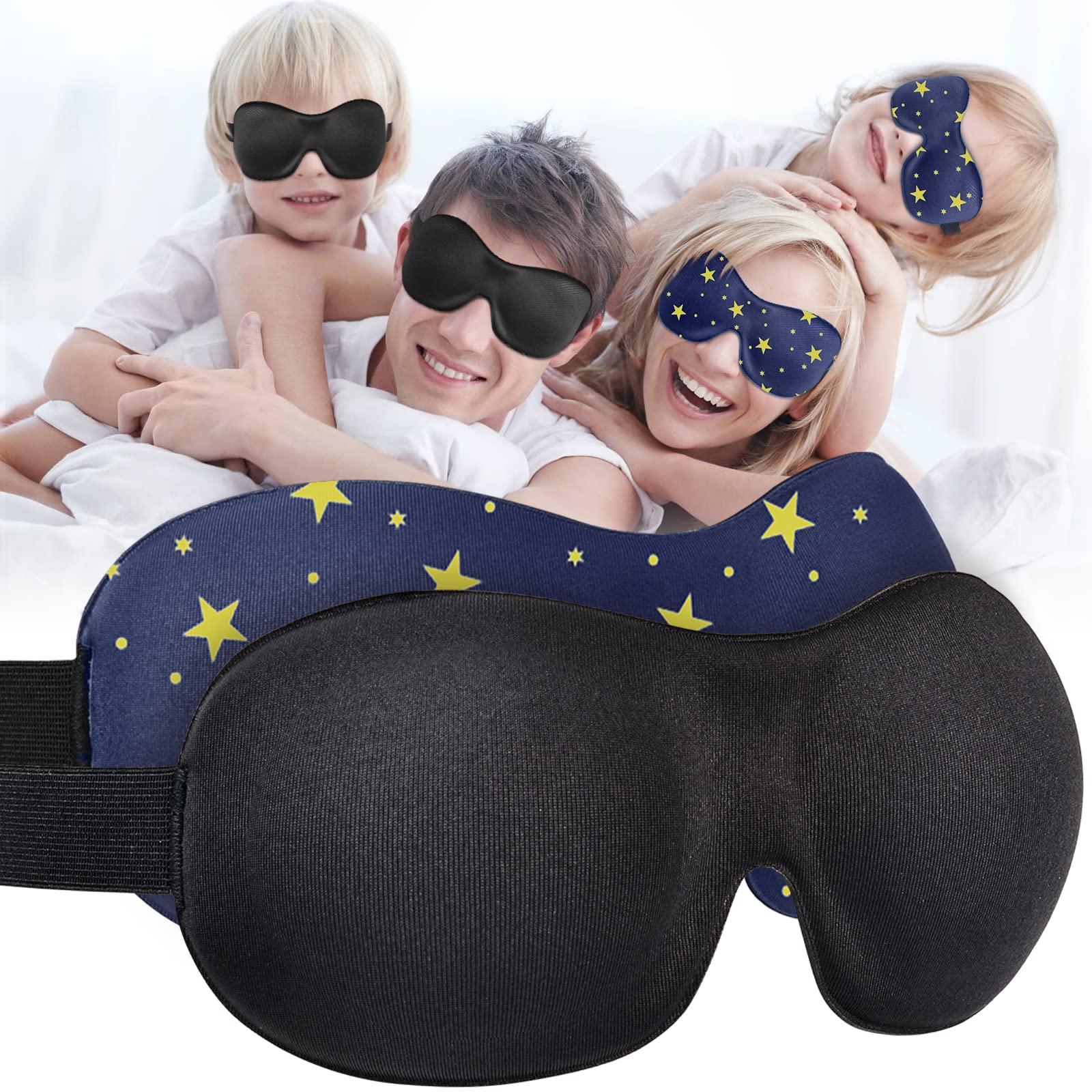 AMAZKER Cute Eye Mask Sleep Mask for Men Women Kids,2 Pack 3D Contoured Cup Sleeping Mask & Blindfold, Concave Molded Night Sleep Mask, Block Out