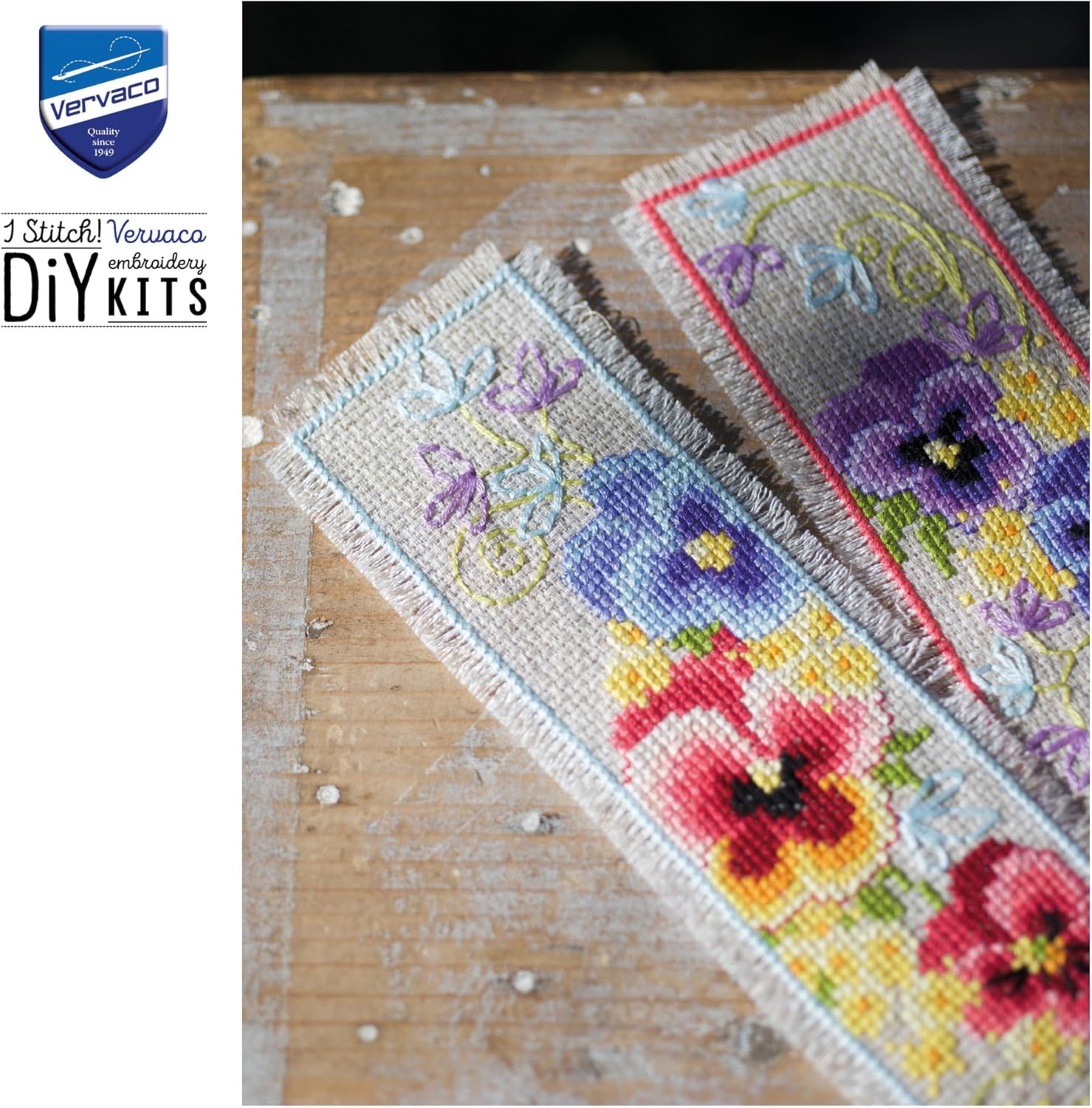 Vervaco Counted Cross Stitch Bookmark Kit for Beginners Floral Embroidery Pattern for Book Lovers2,4" x 8" DIY Crafts for Adults Creative Book Lovers Gift Starter Craft Kit Supplies