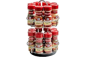 Two Tier 16 jars Chrome Spice Rack with Spices Assortment
