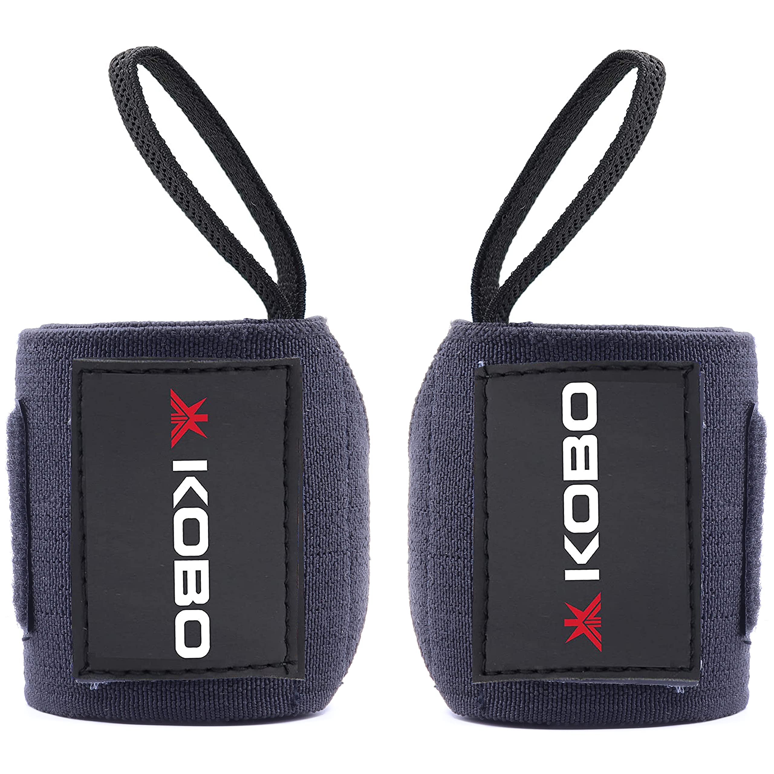 Kobo WTA-49 Super Heavy Wrist Wraps with Thumb Loop - Professional Wrist Support Braces for Men & Women - Weight Lifting Cross Fitness Powerlifting Strength Training