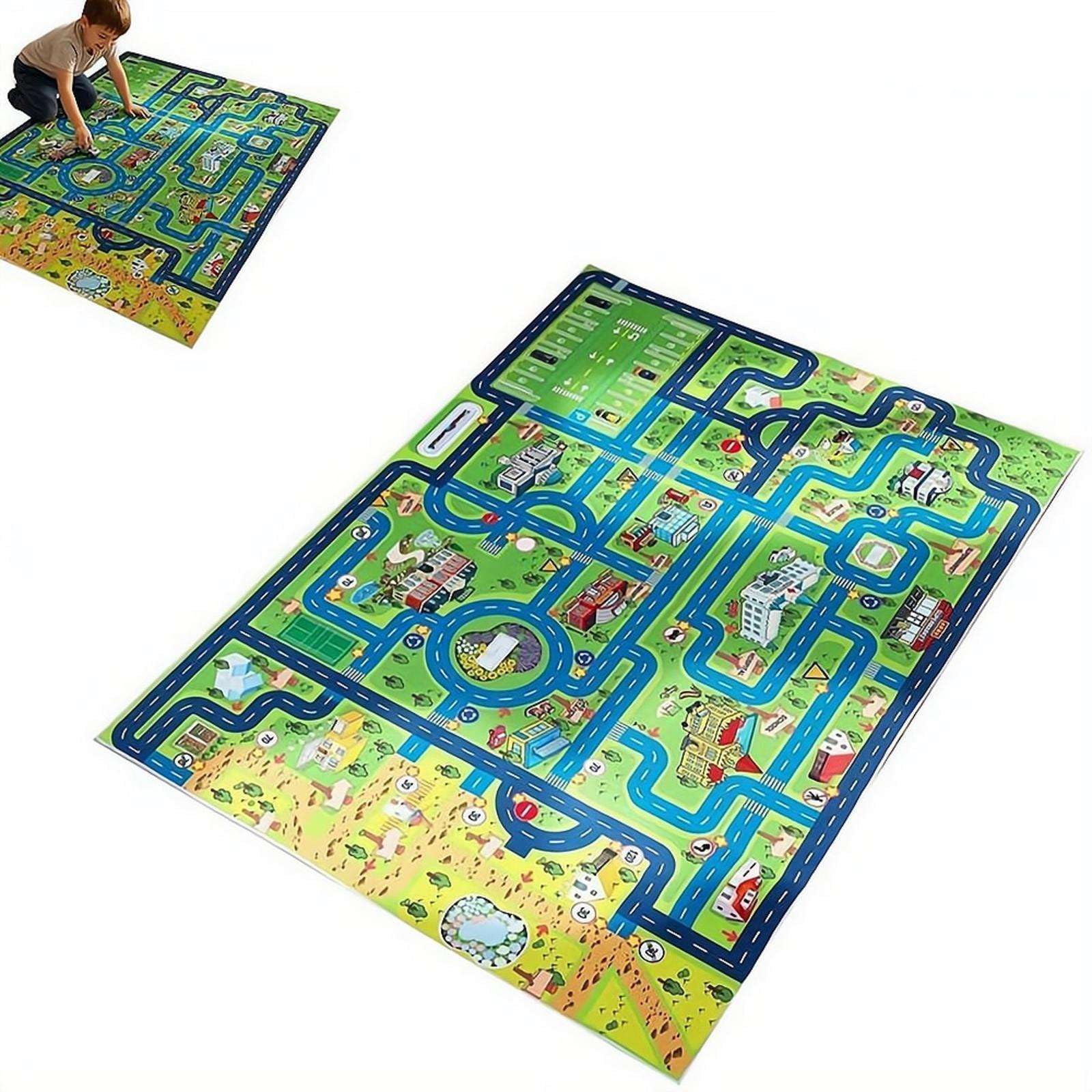 Upgrade Ultra Non Slip Kids Car Rug, Kids Road Playmat Rug for Toy Cars, Educational Town City Map Washable Carpet for Boy Playroom Bedroom, Safer Car Track Play Mat for Children Baby Toddler, 60"x36"