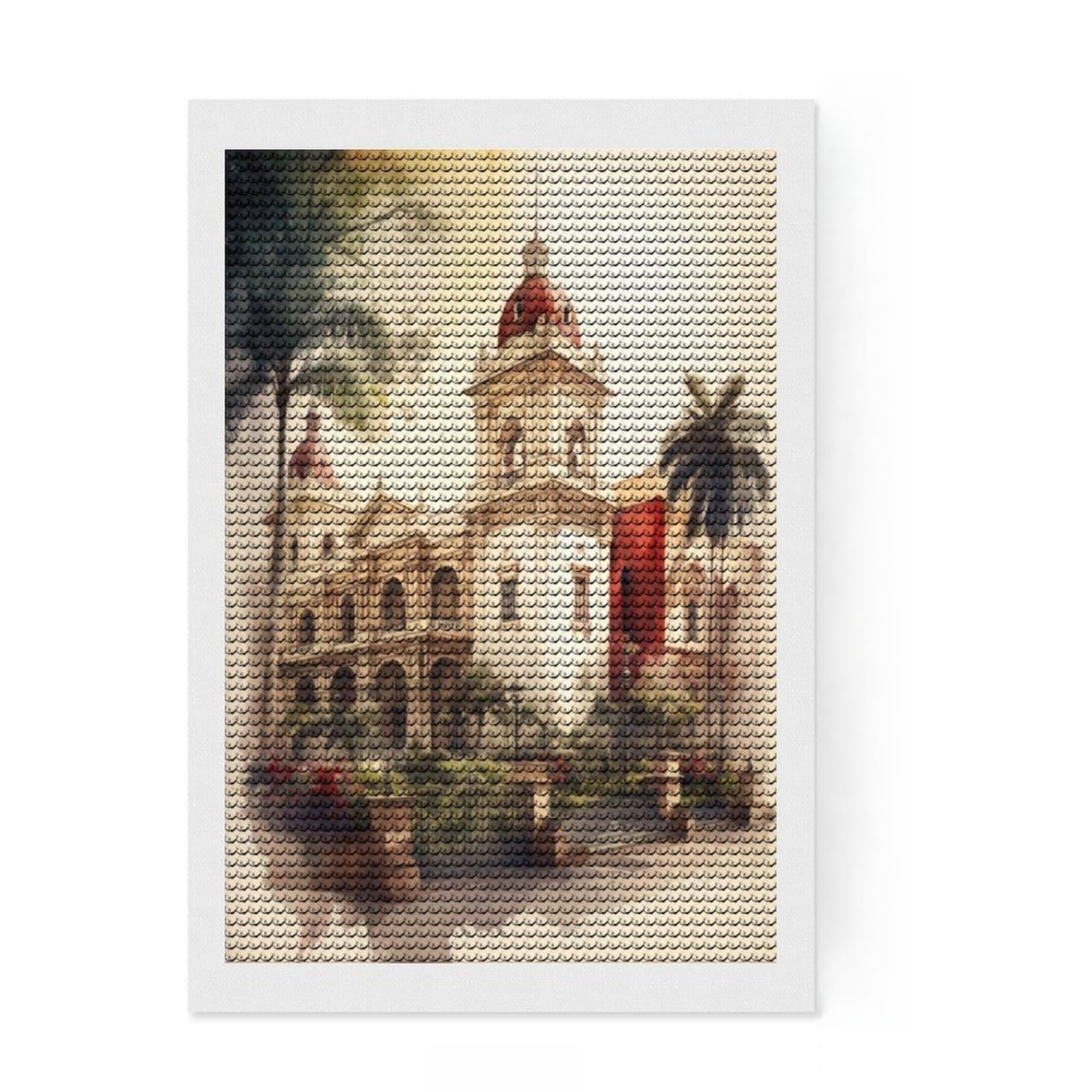 Junmoney San Francisco Monastery Diamond Painting Kit 8"x12", Decorate Your Room, Easy to Follow Symbols, Full Kit Included, Office Decor