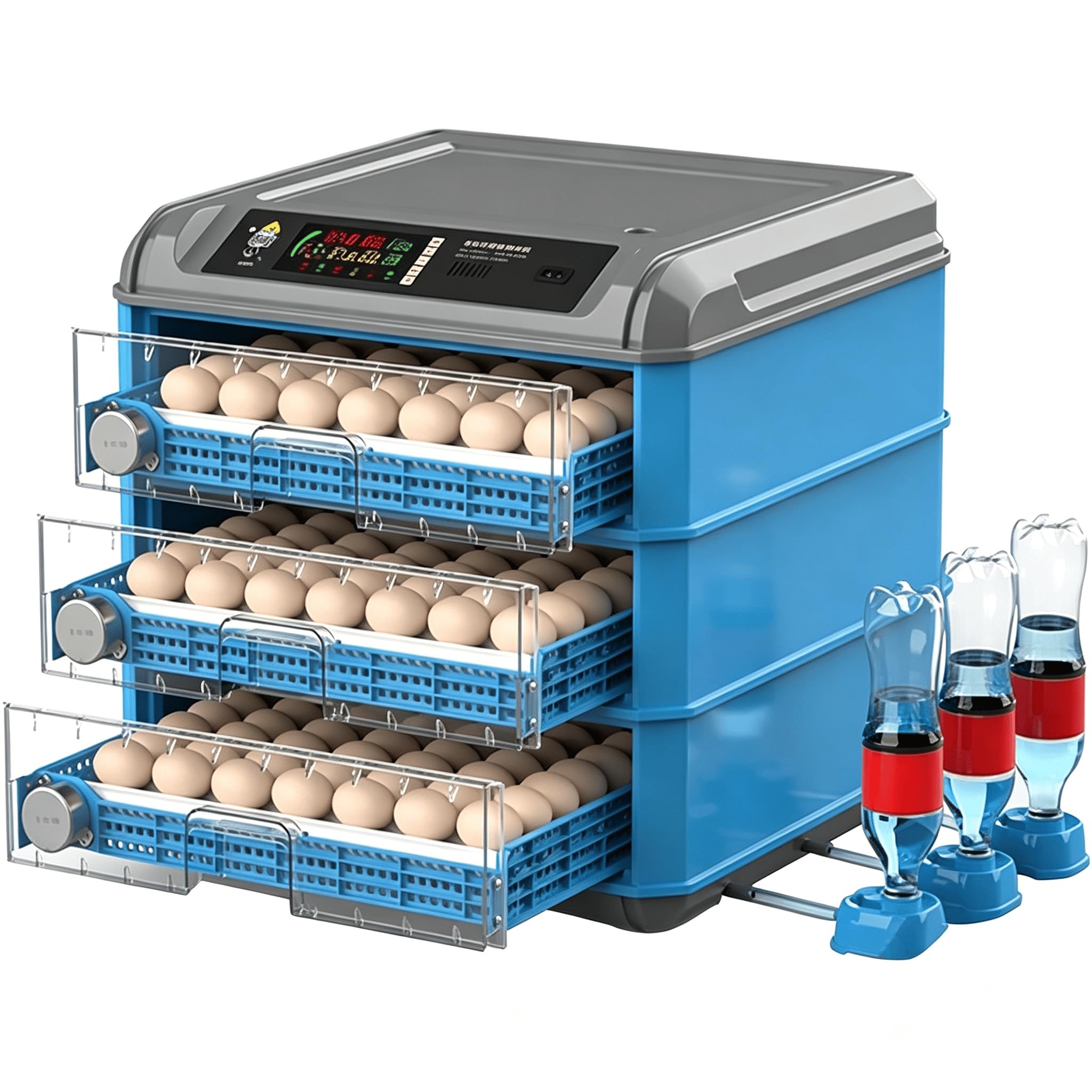Incubadora Automática De Gran Capacidad con función de volteador automático de huevos, soporta 128-500 huevos de Gallina, cuenta con Control de Temperatura estable para la incubación de pollitos.,192