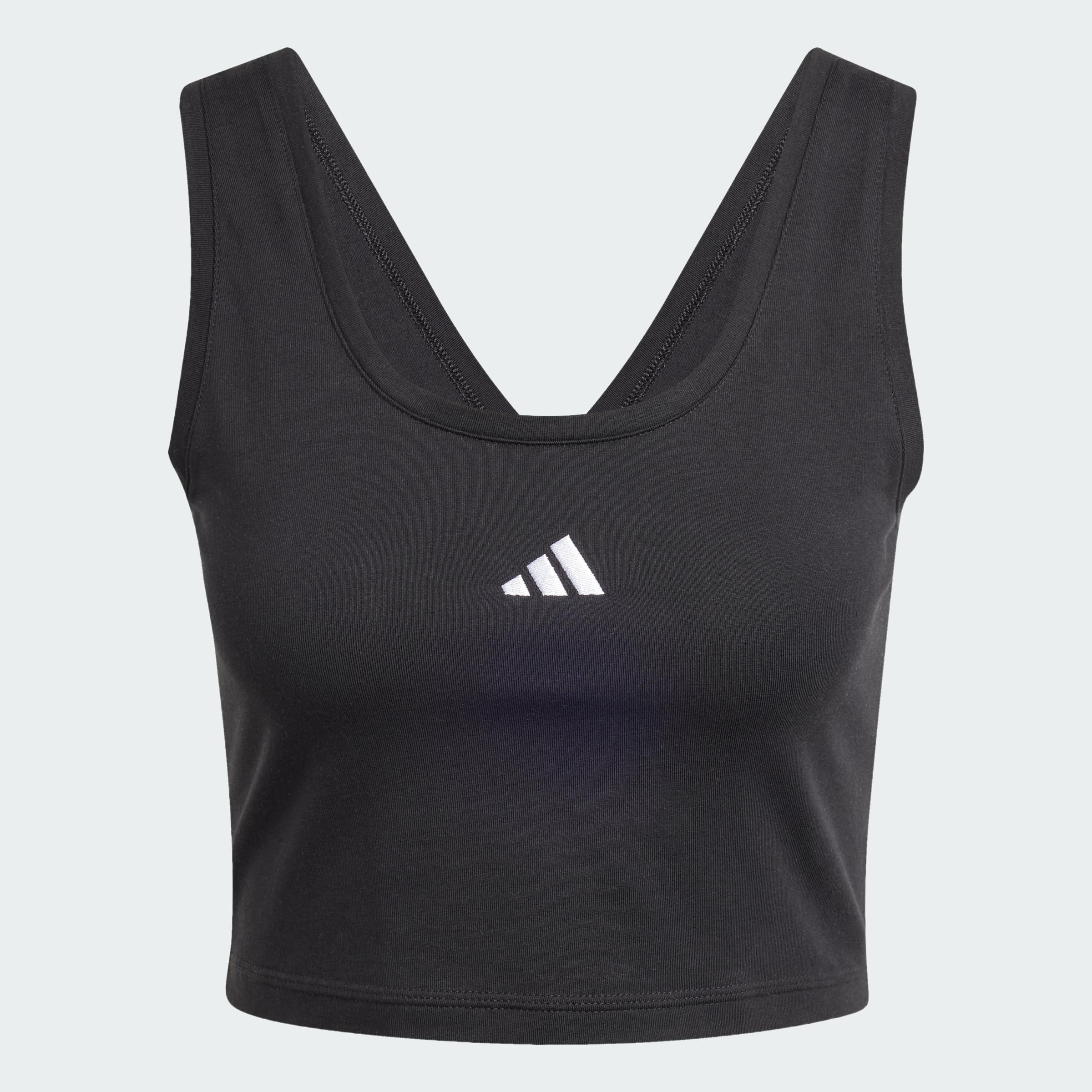 adidas Women's Essentials Small Logo Tank Top, Black/White, L, 93% Cotton 7% Elastane