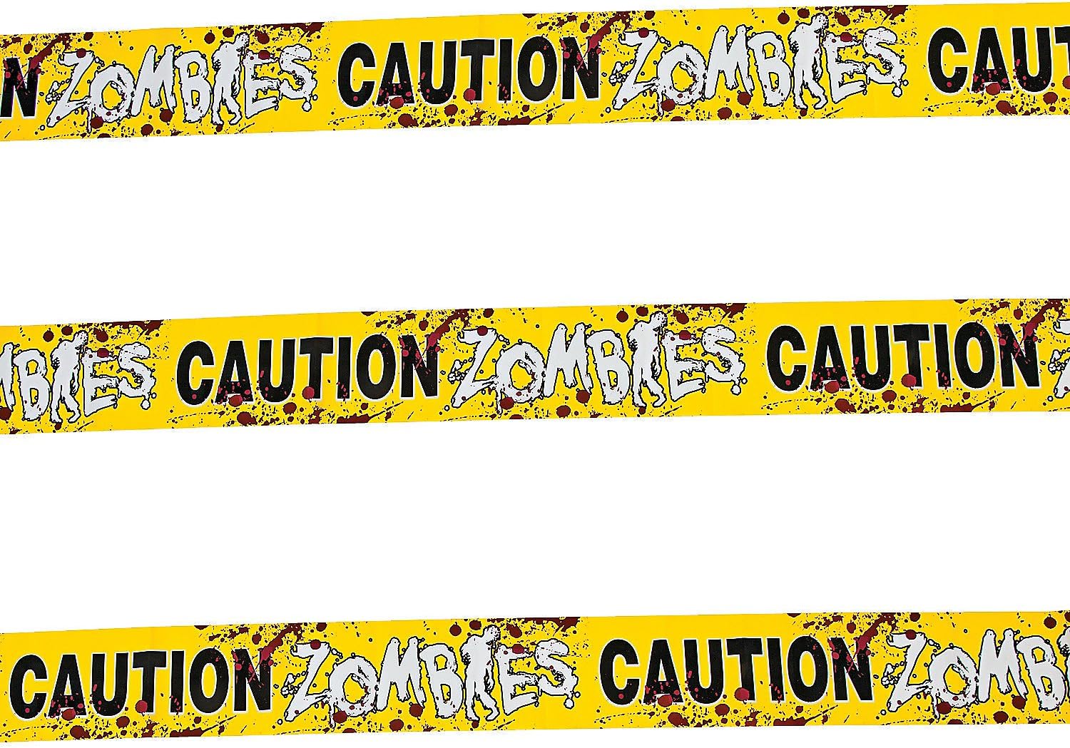 Zombies Caution Yellow Party Tape Roll - 20', 1 Pack - Heavy-Duty Plastic - Ultimate Zombie Apocalypse Decoration For Thrilling Events