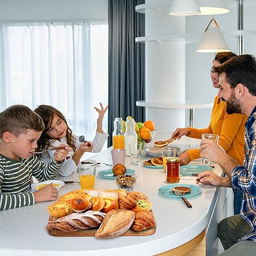 Miniatura 8 de YOUEON Juego de 2 bandejas de madera de acacia con borde elevado, bandeja rectangular de 14.2 x 9.5 pulgadas, plato de queso para aperitivo,