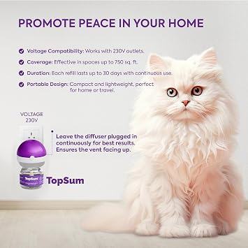 TopSum Cat Calming Plug-in: Premium Cat Pheromone Diffuser - Cat Plug In Calmer - Pet Calming Plug In - Promotes Relaxation & Well-Being, 2 Pack (Amethyst)