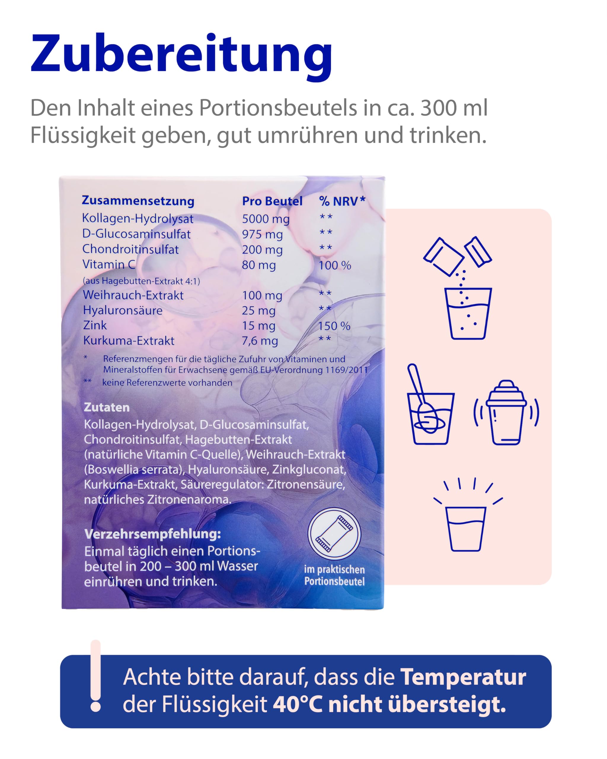 CELLULA+ Kollagen- / Chondroitinkomplex zum Trinken - Collagen Drink mit Hyaluron, Vitamin C & Kurkuma, Nahrungsergänzungsmittel für Haut, Bindegewebe, Gelenke & Knochen mit Anti Aging Effekt