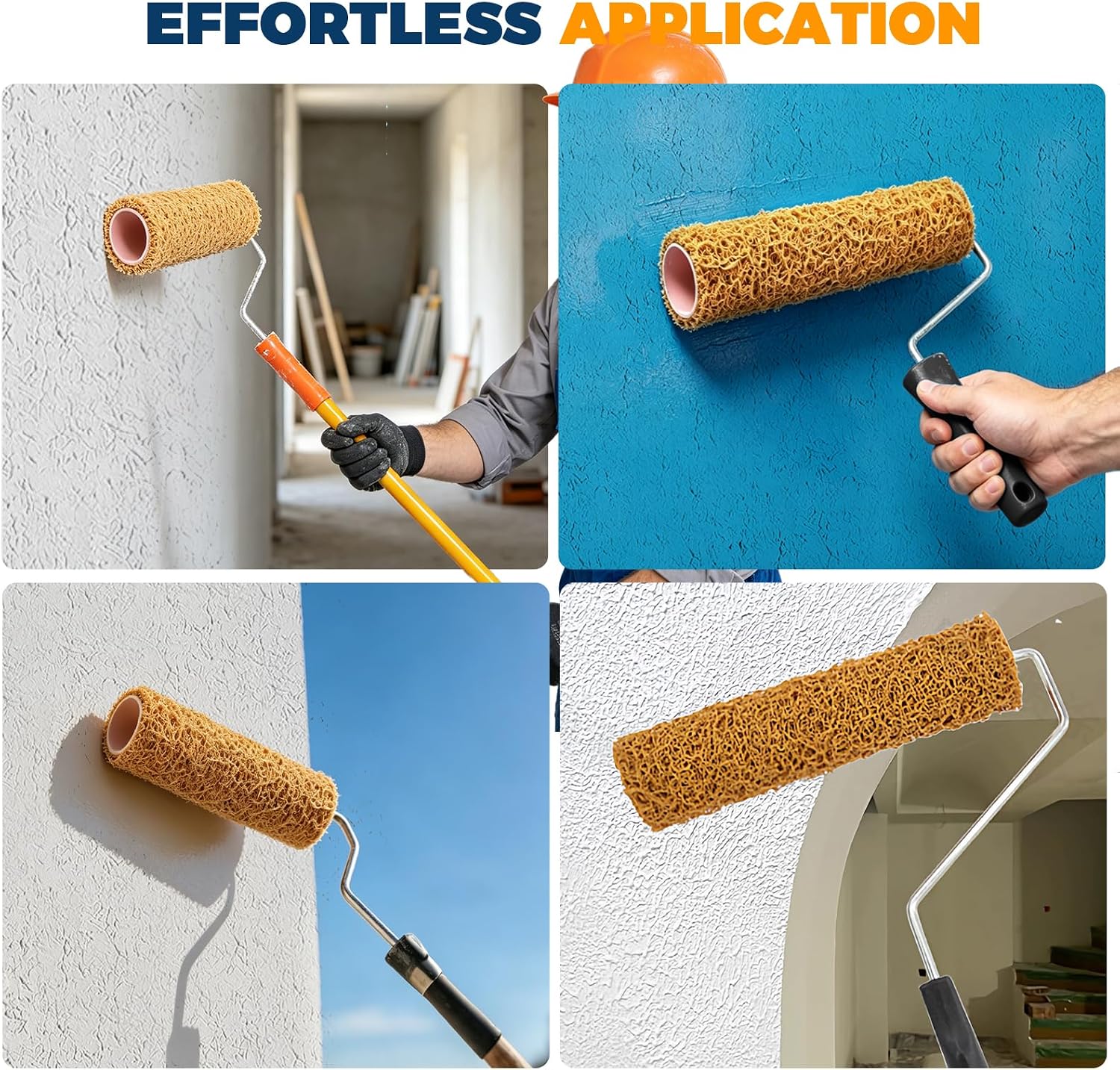 4PCS Texture Roller Set,9 Inch Textured Paint Roller Small Textured Roller for Painting Walls Popcorn Ceiling Home Improvement Paint Supplies