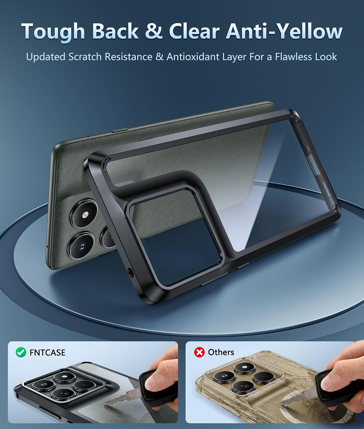 FNTCASE for Motorola Edge-2025 Clear Case: Military Grade Drop Protection Anti Yellowing Cell Phone Cover - Rugged Shockproof Protective Bumper Transparent Phonecase