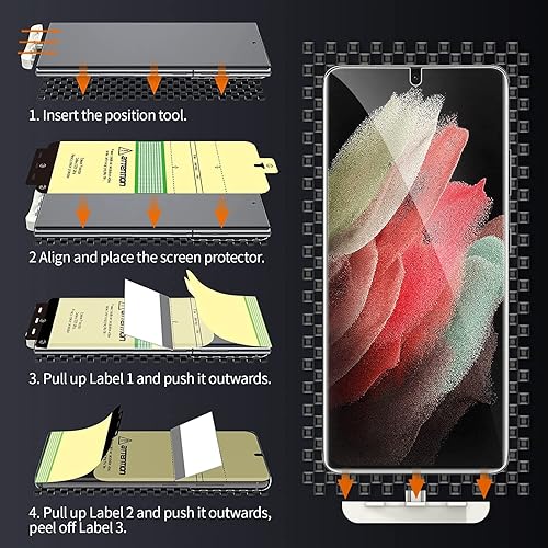 Miniatura 5 de Paquete de 3 protectores de pantalla para Samsung Galaxy S21 Ultra (no de vidrio), ultrafinos soporte ultrasónico de huellas dactilares Protector de