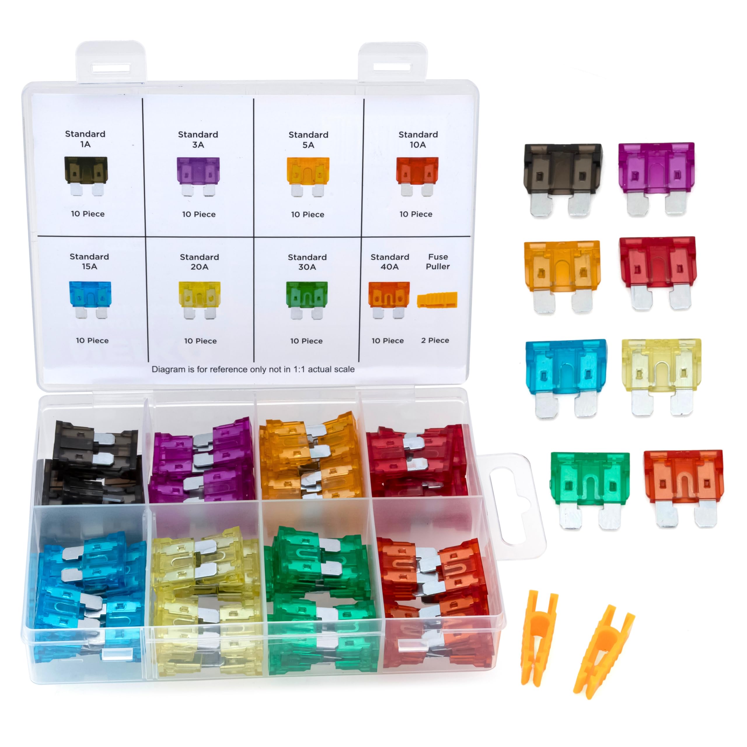 NEIKO 50504A Car Fuses Assortment Set, 80pc, Fast Acting, Auto Fuses Kit, Standard Sizes, 1A, 3A, 5A, 10A, 15A, 20A, 30A, and 40 Amp, Marine Boat, Automotive, Motorcycle, RV, Car Fuse Kit, Fuse Puller