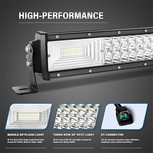 Miniatura 3 de Willpower Barra de luz LED recta de 50 pulgadas, 648 W, lente 7D, haz de inundación de triple fila, luces LED de conducción + kit de arnés de