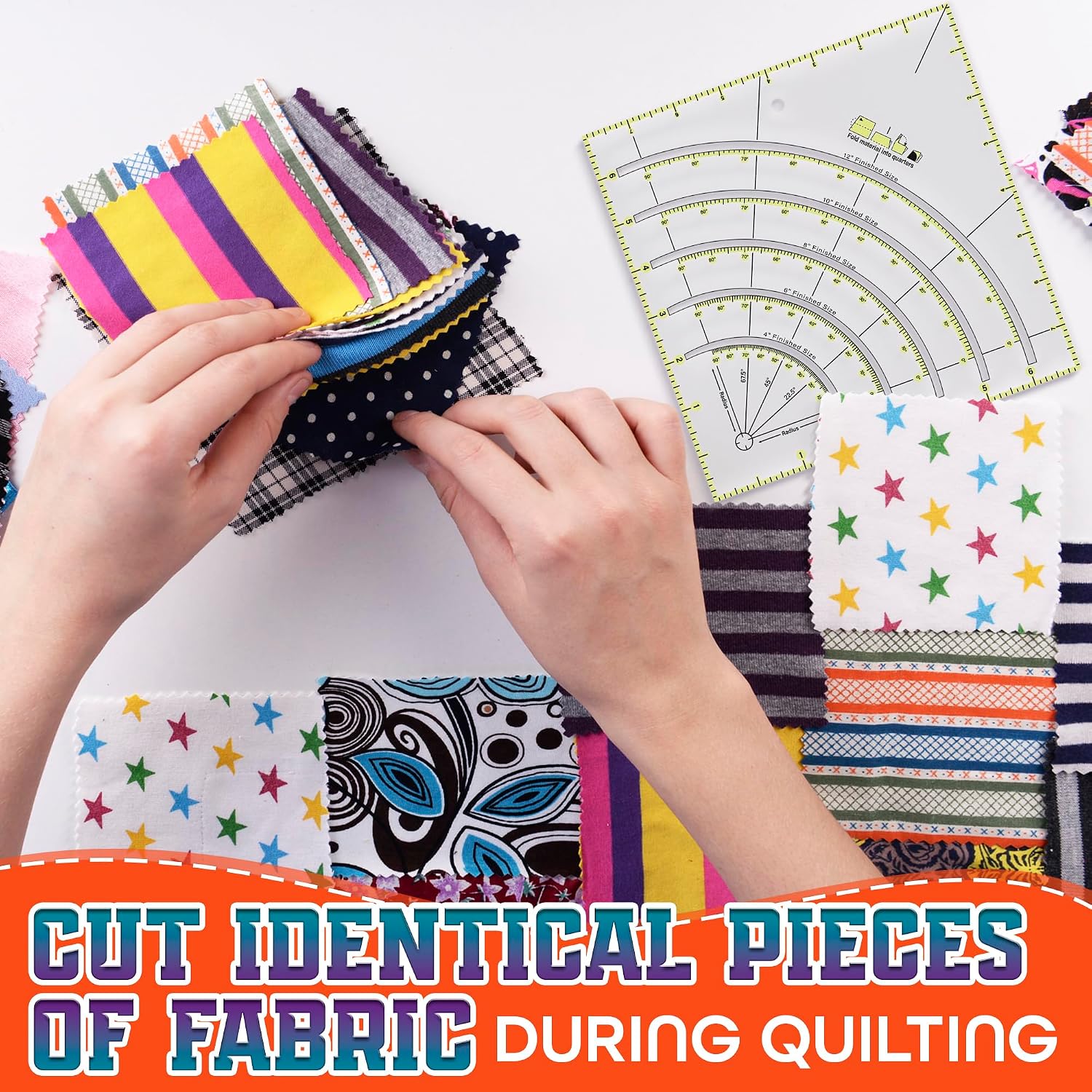 8.1 x 8.1 Inch Precision Slotted Quilting Ruler – 1/8" Grid Lines Transparent Acrylic Ruler for Cutting Fabric and Measurement – Designed for Patchwork, Sewing, DIY Crafts, Quilting Projects & Tools