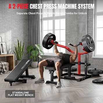 YOLEO Chest Press Machine, 1100LBS Bench Press Machine with Separate Press Station & Adjustable Weight Bench, Independent Converging Arms