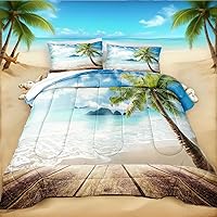 Vista 15 de Bedbay Juego de edredón de playa tamaño King, juego de ropa de cama costera de 3 piezas con diseño de concha de mar, conchas y vida marina, juego