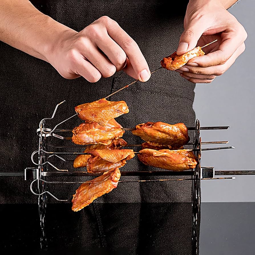 Air Fryer Vertical Rack Skewer Stand Stainless Steel Vertical Barbecue Skewers Stand BBQ Skewer Chicken Kabobs