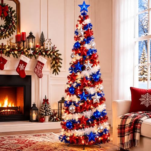 16 Pcs 250th Anniversary Christmas Lighted Pop up Tree Decorations