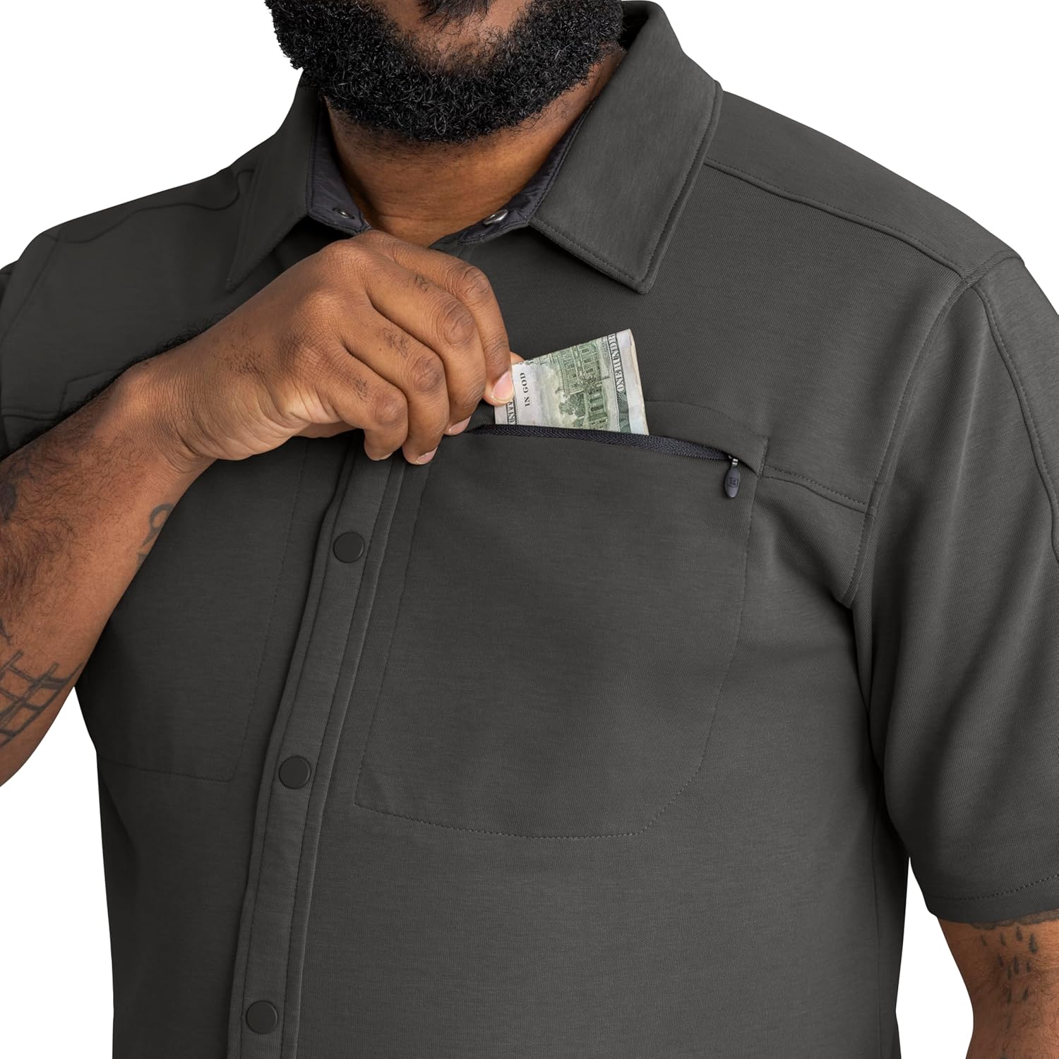 Red Kap Mens Snap Front Jersey Short Sleeve Work Shirt - Image 3