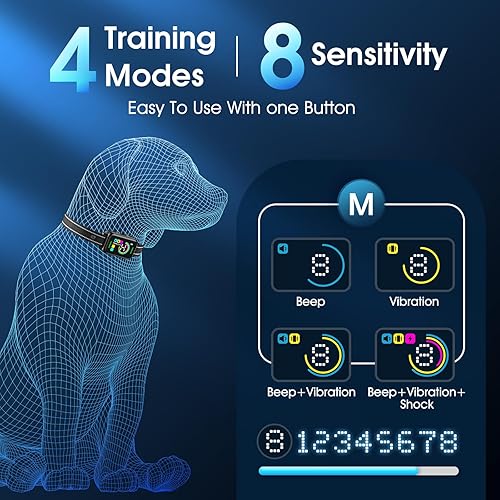 Miniatura 4 de DINJOO Collar antiladridos para perros grandes, medianos y pequeños, collar de ladridos inteligente, collar de entrenamiento antiladridos recargable