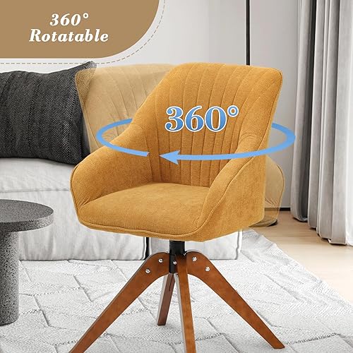Miniatura 4 de Athena Collection Silla decorativa moderna, cómoda silla de lectura giratoria para adultos, sillón de tela tapizada suave con patas de madera para