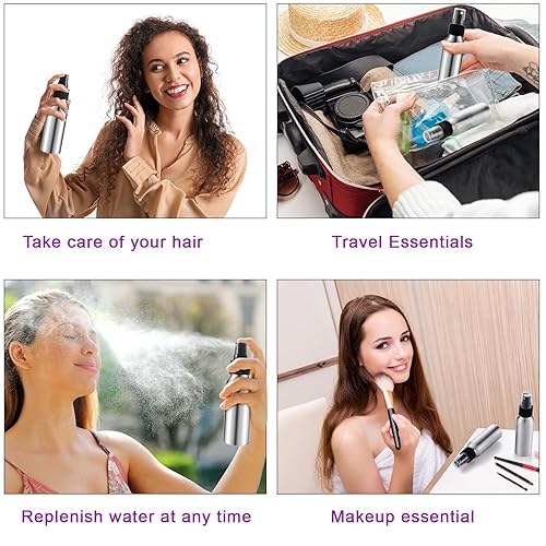 Miniatura 6 de 50 botellas de aluminio de 2 onzas con atomizador de metal reutilizables, botella de perfume de viaje, pulverizador de niebla fina, almacenamiento