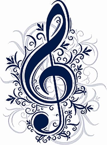 Tatuaje Design Juice - Tinta de tatuaje temporal semipermanente para adultos, mujeres, clave musical, agudos, notación de notación clásica azul