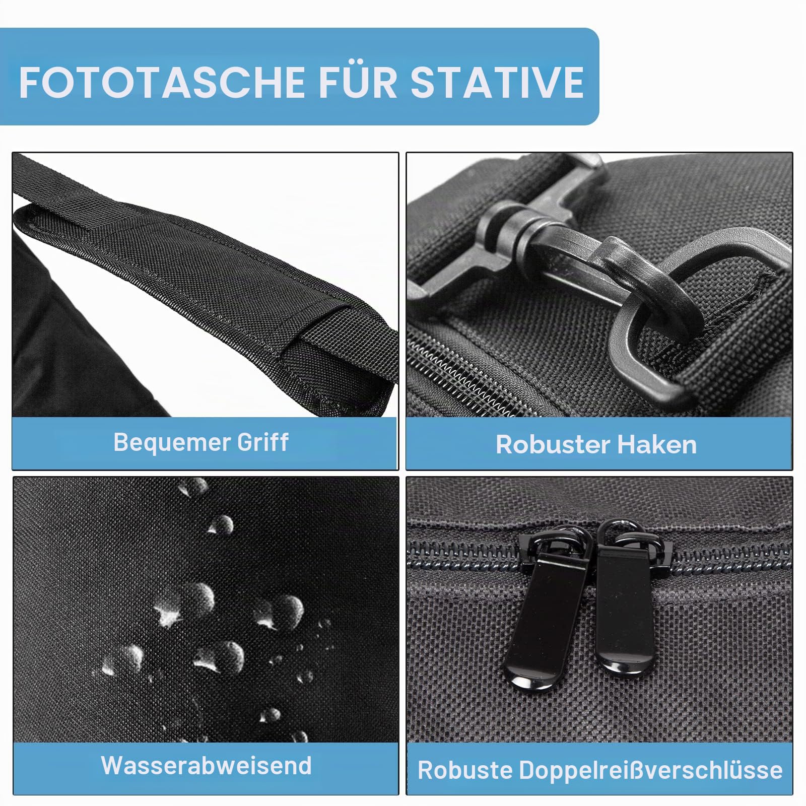 Stativtasche/Behälter Schaum 1680D Nylon mit Schultergurt tragen gepolstert - 47" 120cm x 20cm - Schwarz