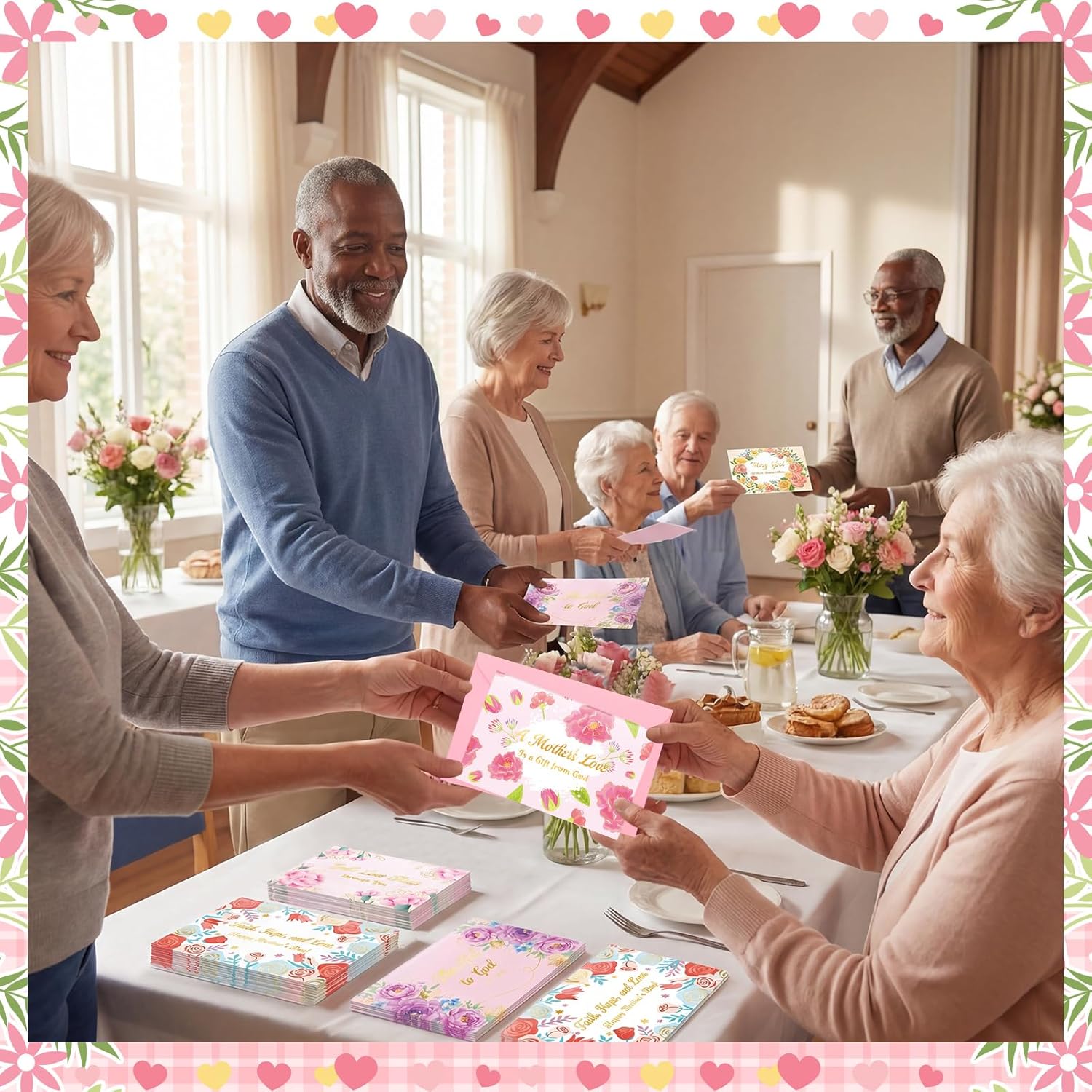 Crtiin 240 Set Mother's Day Religious Cards Bulk 2026 Christian Greeting Cards with Pink Envelopes Stickers 6 Designs Assortment 5.9 x 3.9 Inches Blank Inside for Mother's Day Church Thank You Card