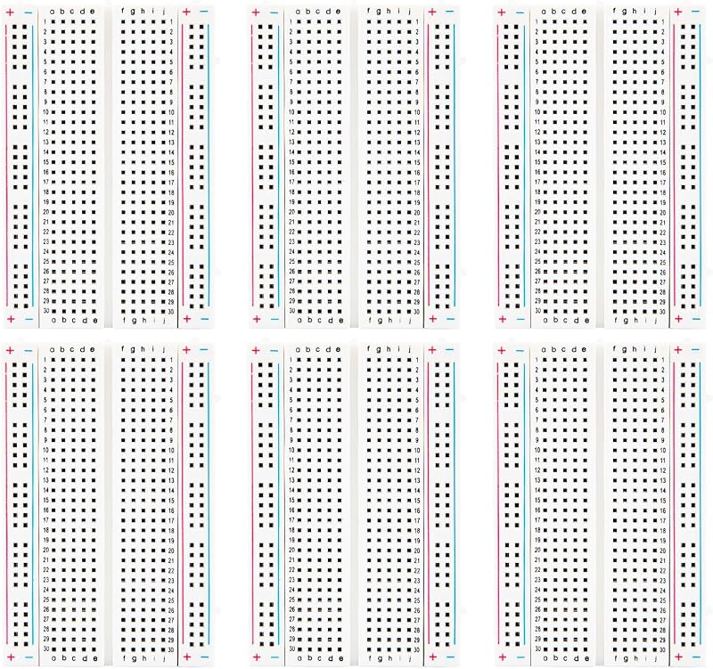 ELEGOO 6PCS 400 Point Breadboard Kit Solderless Breadboards for Arduino Project Small Bread Board Electronics for Circuits PCB Prototype Board