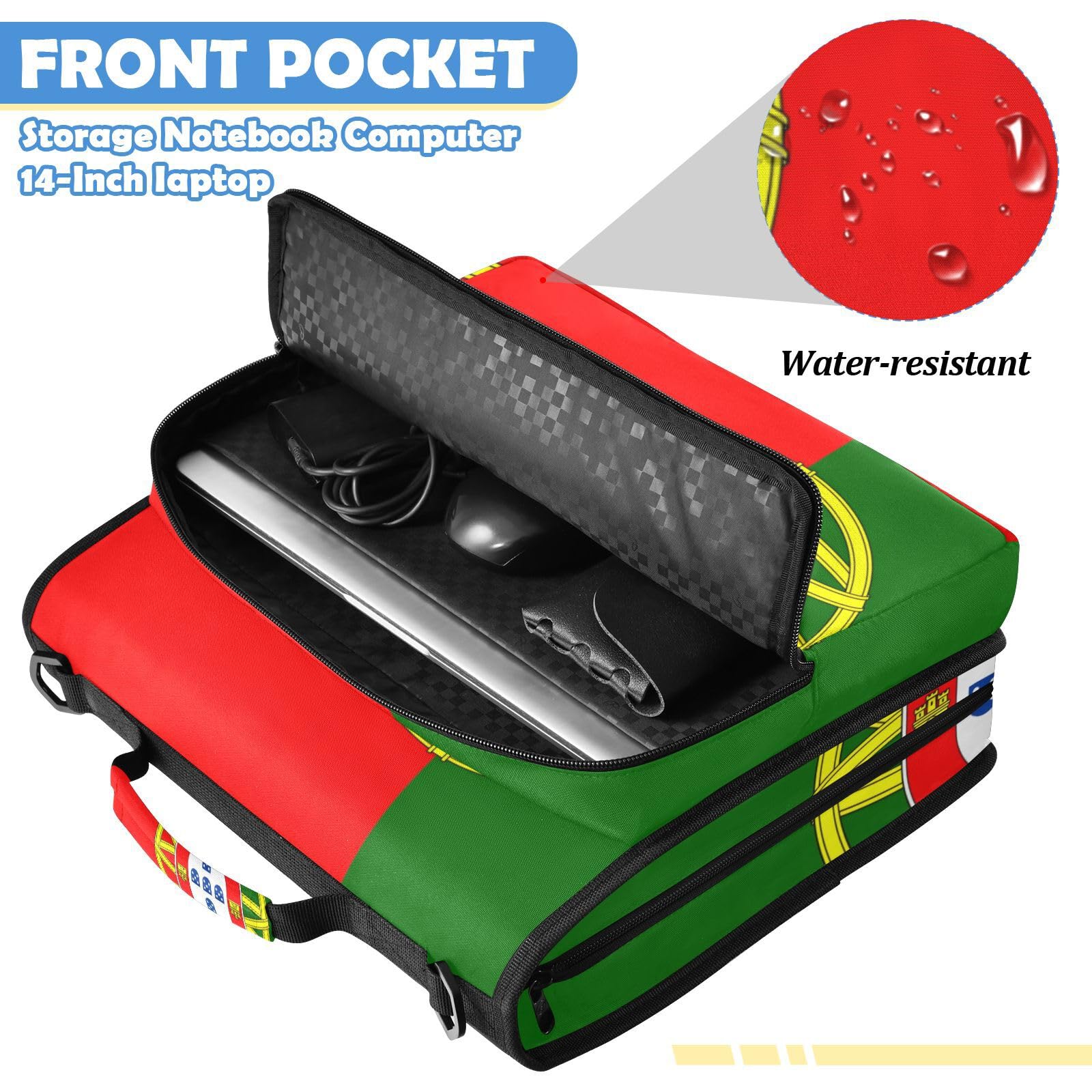 Portugiesische Flaggenmuster Reißverschluss 3-Ringbuchtasche