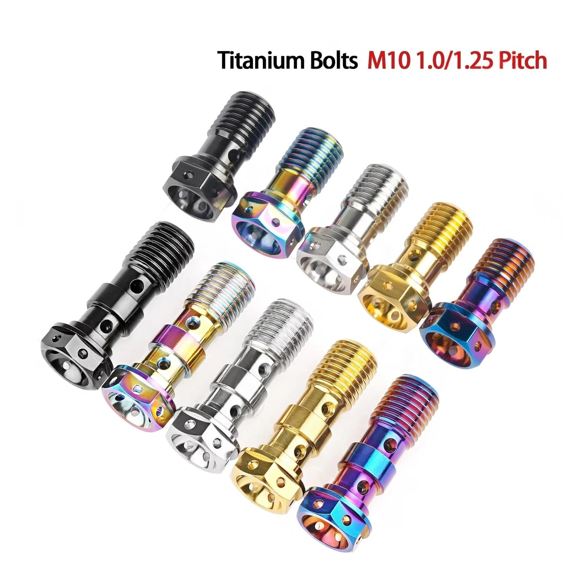 Bullone in titanio M10 con passo 1.0/1.25, viti banjo for tubi freno e frizioni a foro singolo/doppio(Double Titanium,1.0 Pitch)