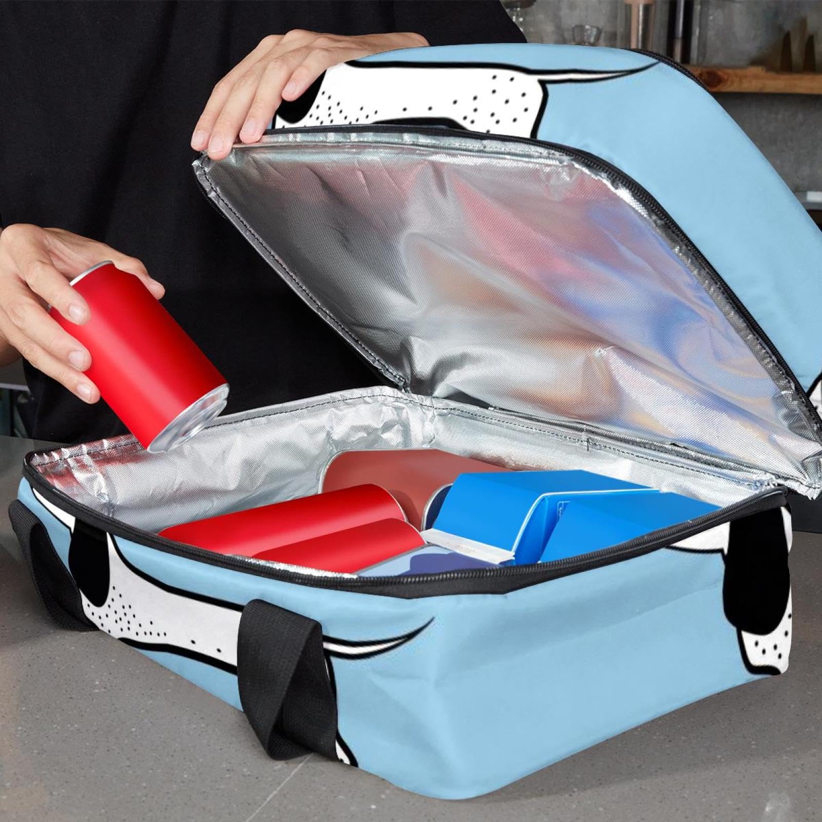 Grand sac à déjeuner isotherme pour homme et femme, double couche, étanche, étanche, réutilisable, sac fourre-tout pour le travail, l'école, le pique-nique, la plage, le camping, les voyages, motif
