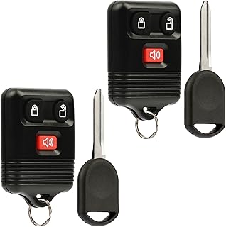 Car Key Fob Keyless Entry Remote fits Ford, Lincoln, Mercury, Mazda with Ignition Key (CWTWB1U331 GQ43VT11T CWTWB1U345 3-btn), Set of 2