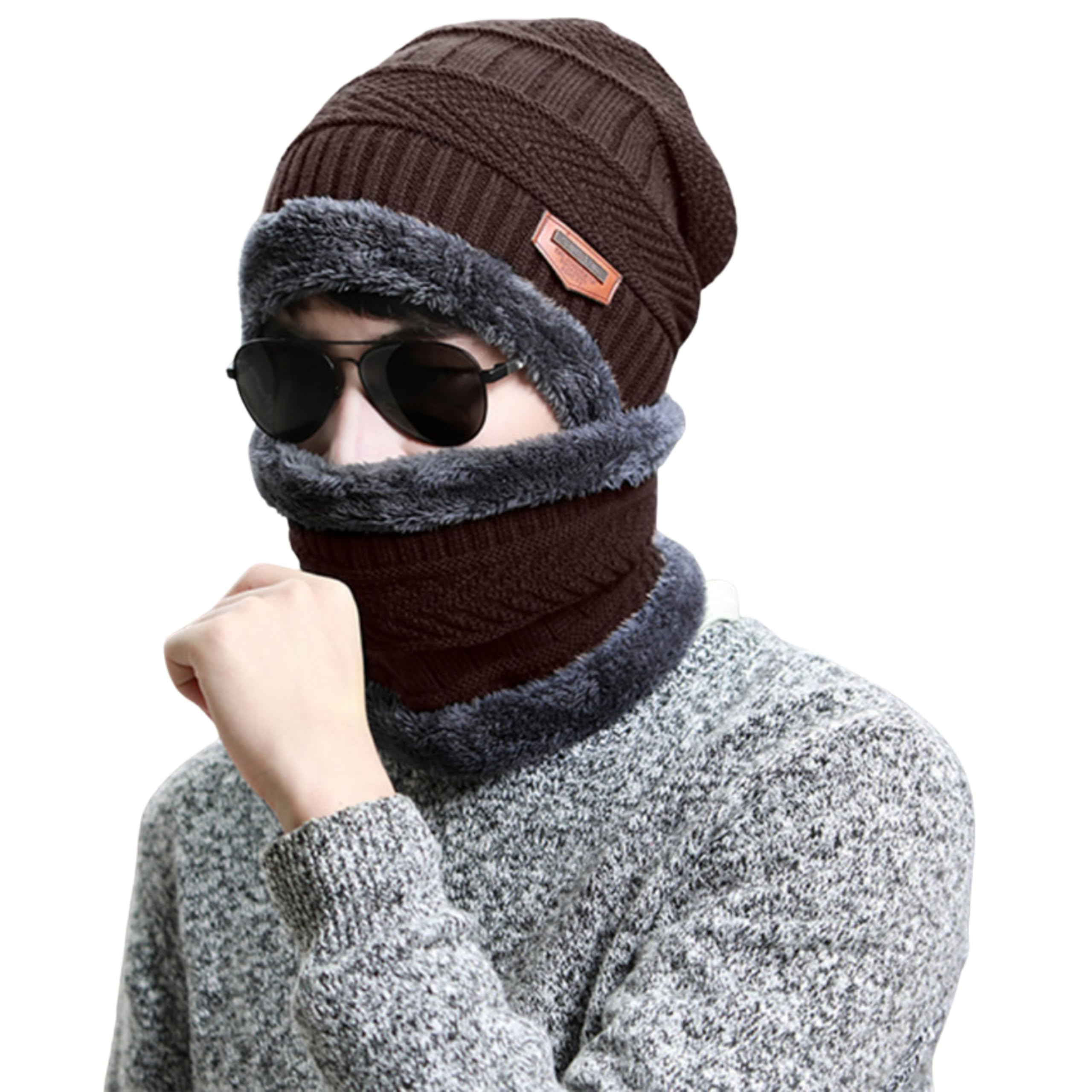Tomorrow Winter Hat for Men, Beanie Hat and Scarf Set, Thermal Neck Warmer, Fleece-Lined Hat and Scarf, Men Winter Neck Warmer, Warm Scarf for Winter, Men Thermal Beanie-image-41