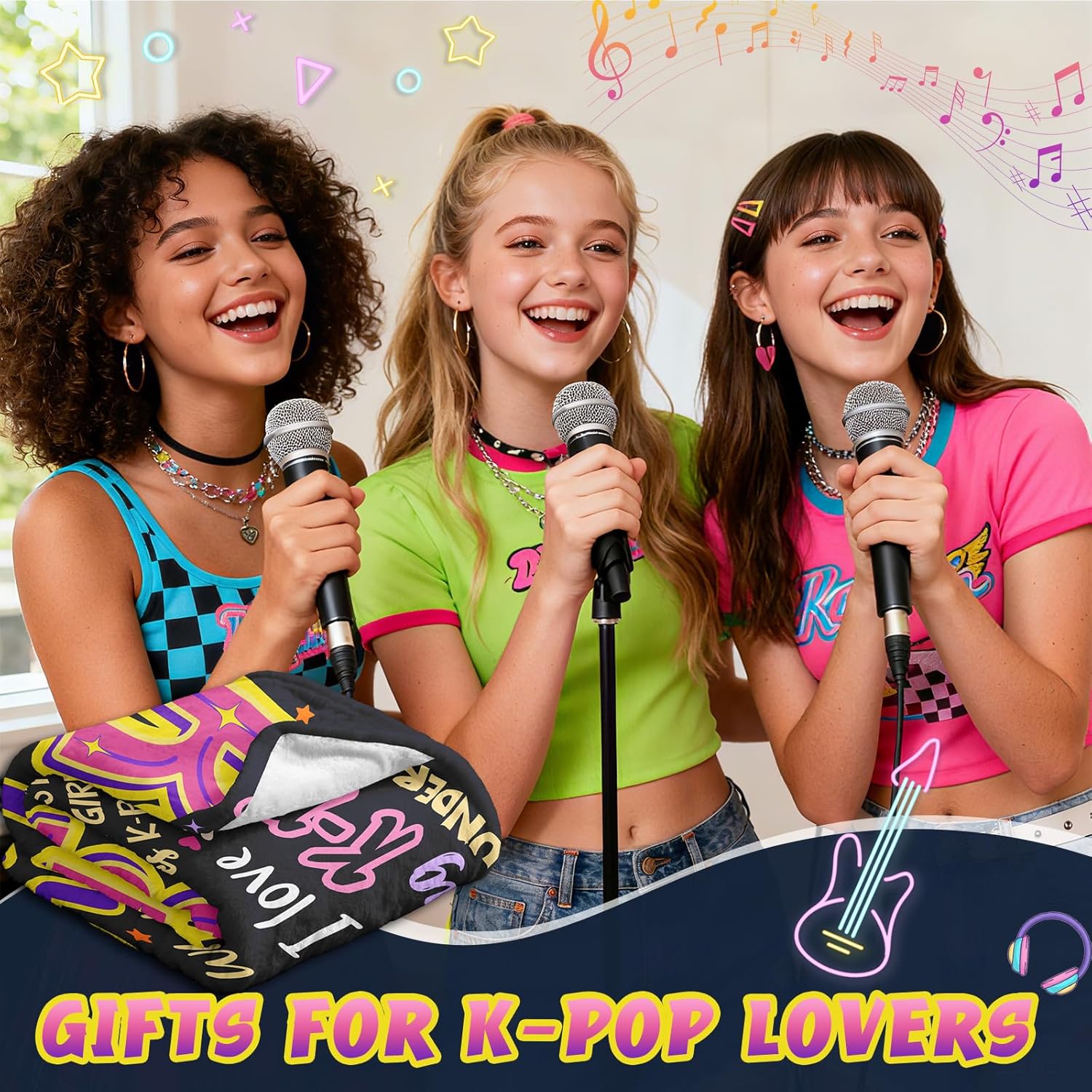 Kpop Gifts for Teen Girls Women, K Pop Blanket 60"X50", Kpop Stuff Merch, Christmas/Valentines Day/Graduation Birthday Gifts for Kpop Lovers/Fans/Friend Women, K-Pop Birthday Party Decorations