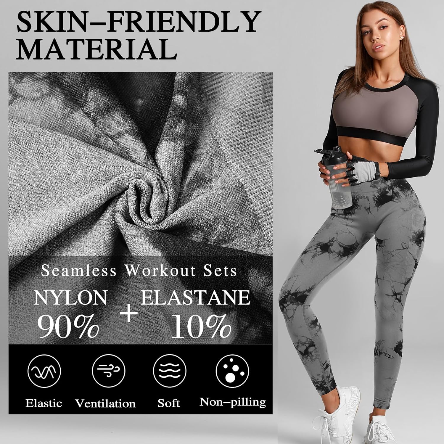 4 Pcs Womens Workout Leggings Tie Dye High Waisted Yoga Pants Seamless Scrunch Butt Lifting Compression Tights - Image 6