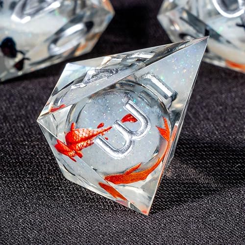 Miniatura 4 de OUKELANWO Liquid Core - Juego de dados DND de ojo de dragón con caja de regalo, 7 piezas de dados poliédricos de Dungeons and Dragons para juegos de