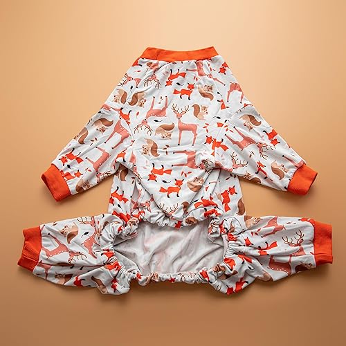 Miniatura 8 de LovinPet Ropa grande para perros de Pitbull para niña, pijama para perros grandes, tela elástica ligera, overol con estampado de crema para perro,