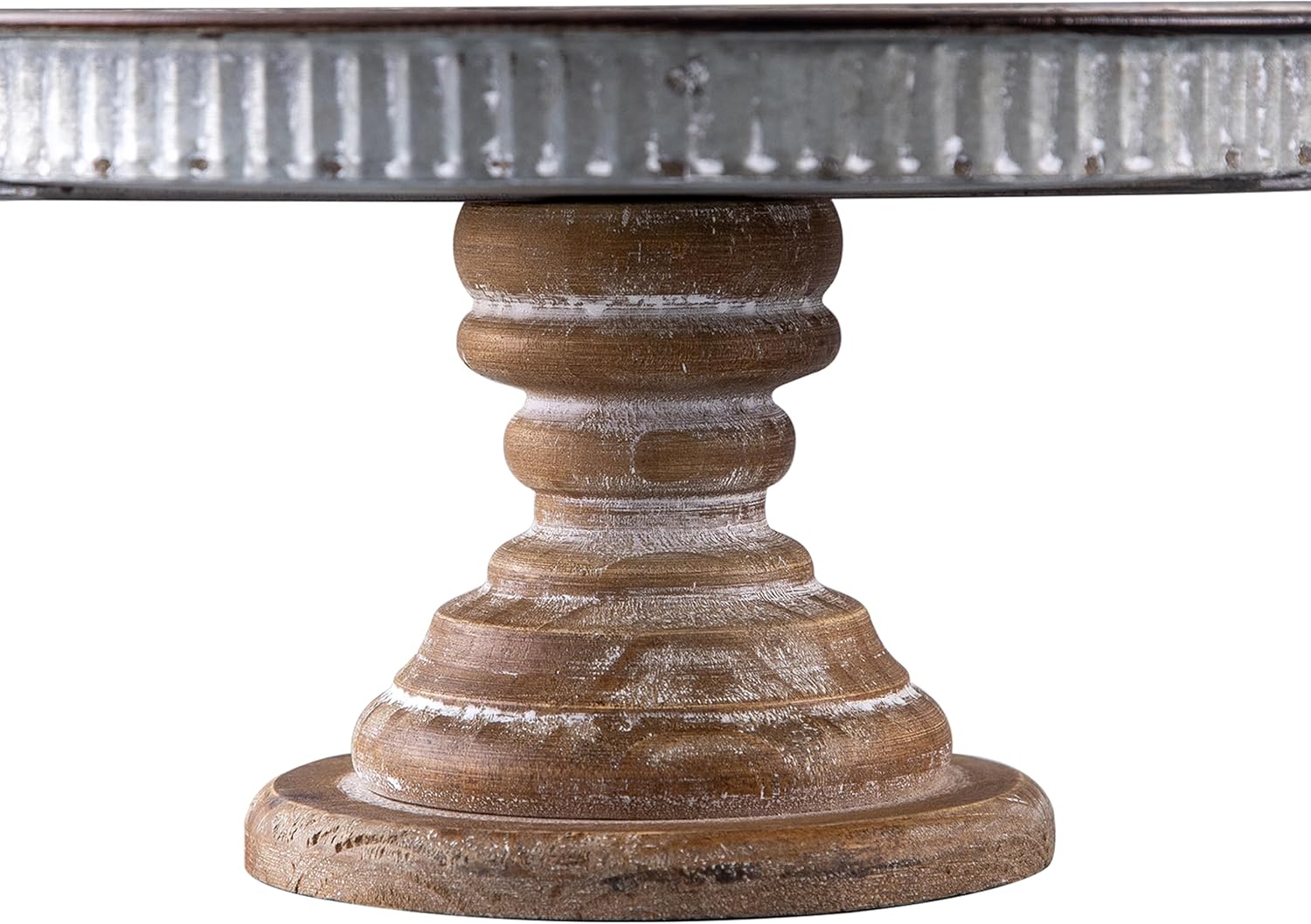 SOFE Rustic Galvanized Metal Cake Stand, Cupcake Stand Rustic Round Dessert, Appetizer Display Riser Stand with Wood Base Table Centerpiece for Wedding, Birthday, Party, Dining Room Kitchen Supplies