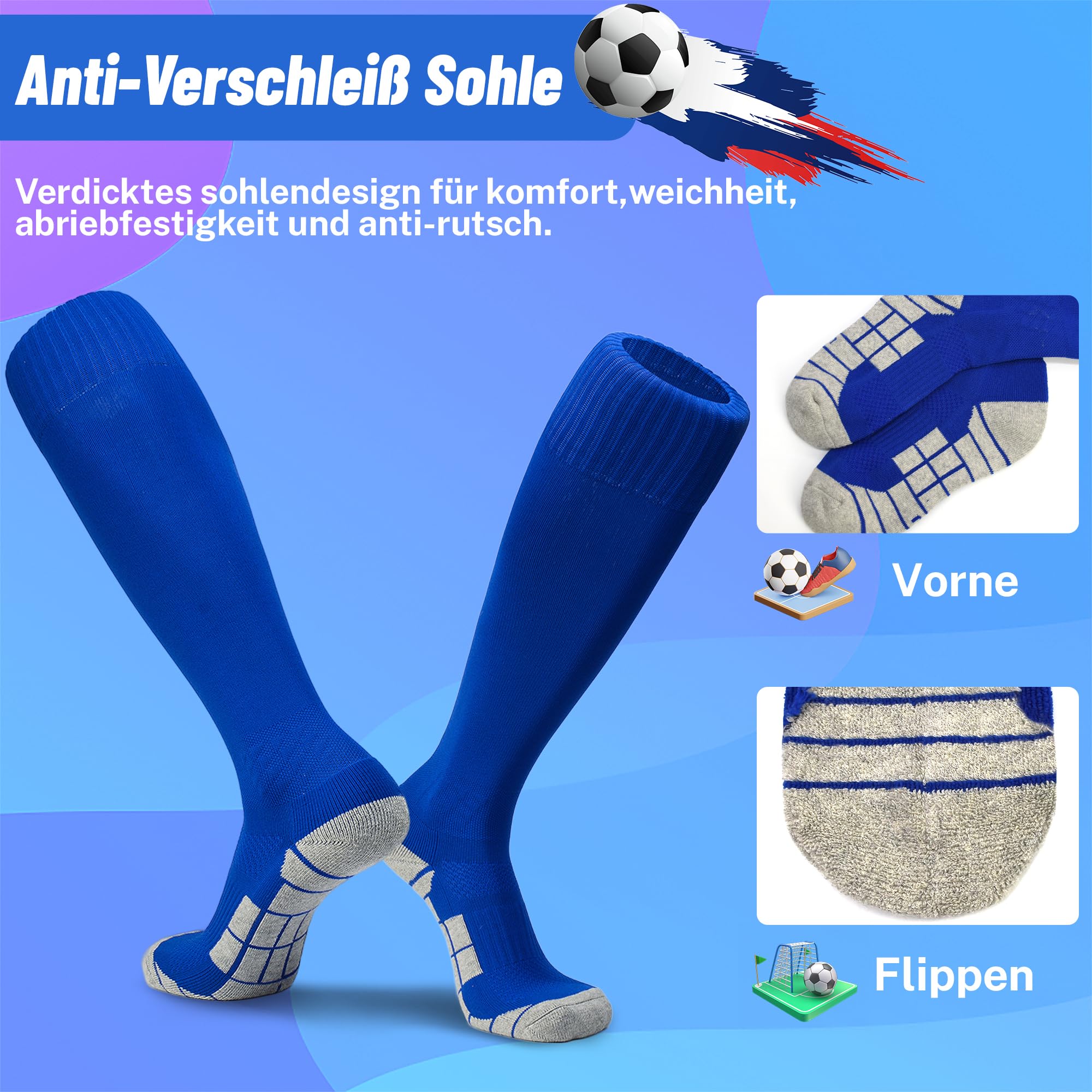 ELUTONG Fußballsocken Kinder, 1/3 Paar Unisex Fußballstutzen Trainingssocken Elastische Sportsocken, Bequem und Atmungsaktiv Sockenstutzen für Fußball Laufen Basketball 33-45