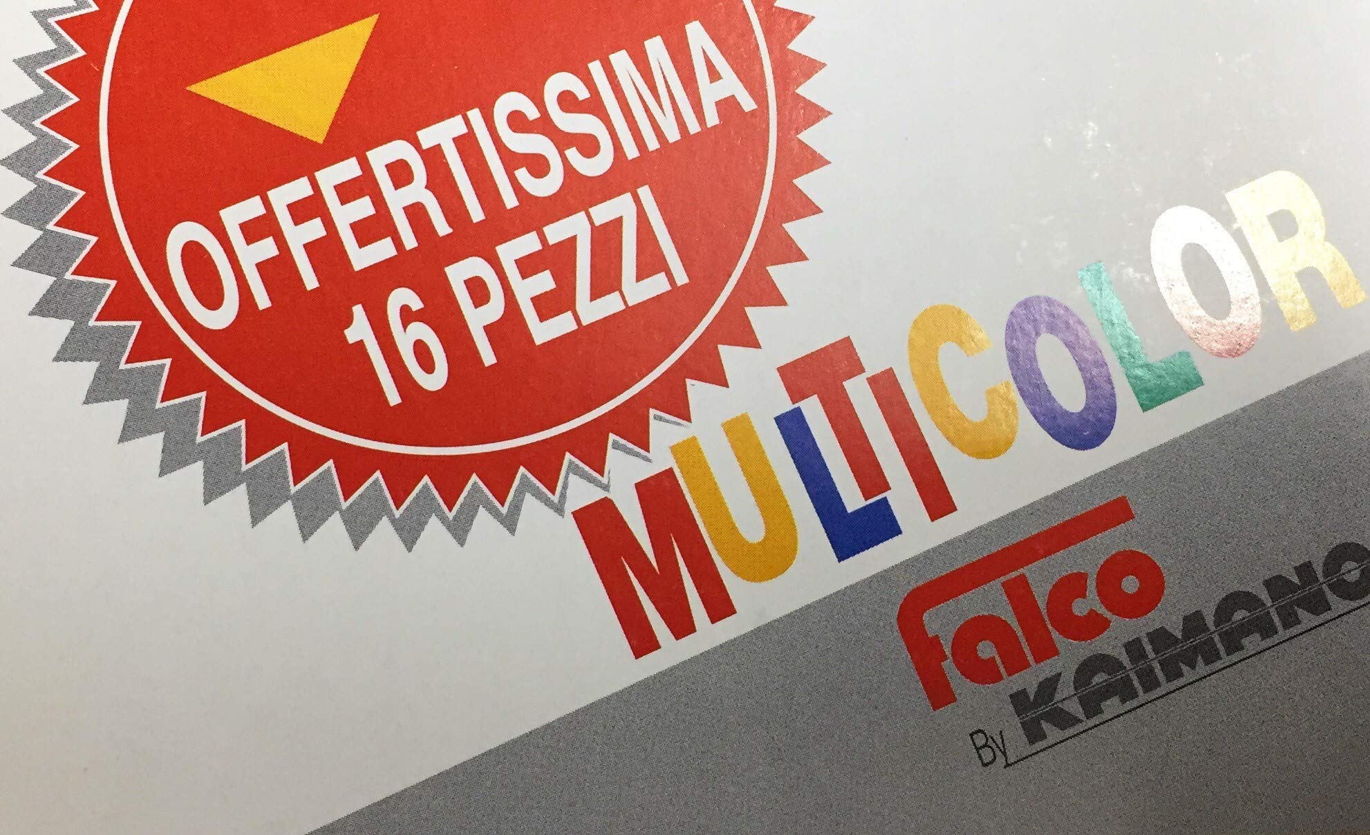 Kaimano Falco by Set di 16 coltelli Bistecca, Vecchia Produzione 100% Made in Italy, Lama seghettata, Punta Tonda,4 Colori