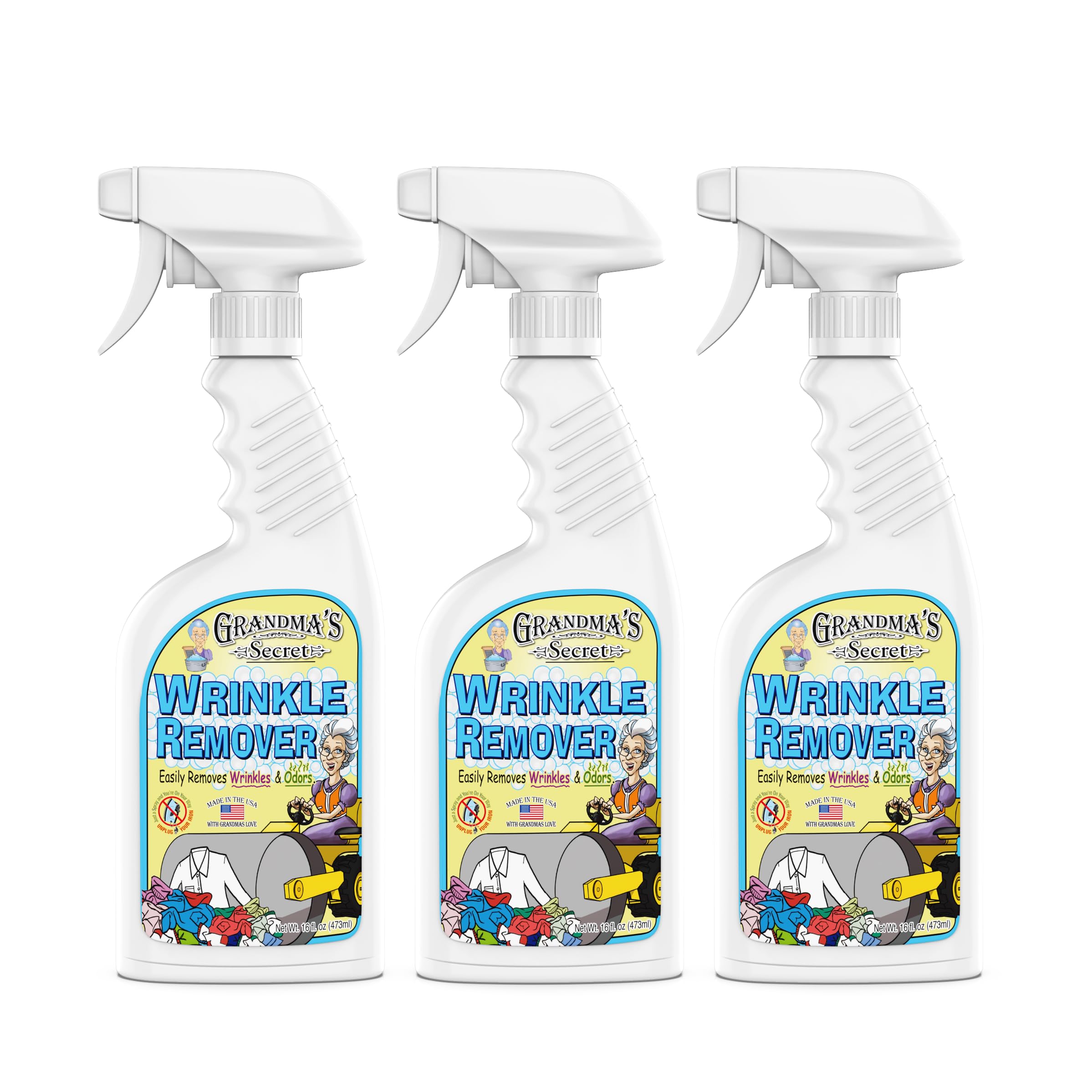 Grandma's Secret Wrinkle Remover Spray - Easily Removes Wrinkles & Odors - Wrinkle Release, Fabric Refresher Spray, Chlorine, Bleach and Toxin-Free - 16 Ounce, 3 Pack