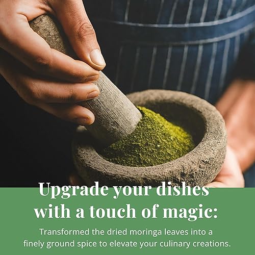 Miniatura 8 de Akshit Hojas enteras de Moringa, secas de hojas frescas, té de hoja de MoringaOleifera, Hojas de Moringa Secas, sin OMG, sin cafeína. 2.6oz.