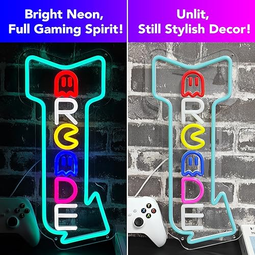 Miniatura 9 de Arcade Neon Signs Arrow Retro Style with Multi-functional Remote Control for Gameroom, Gaming Lights for Wall Decor USB Powered Neon Gaming Sign for