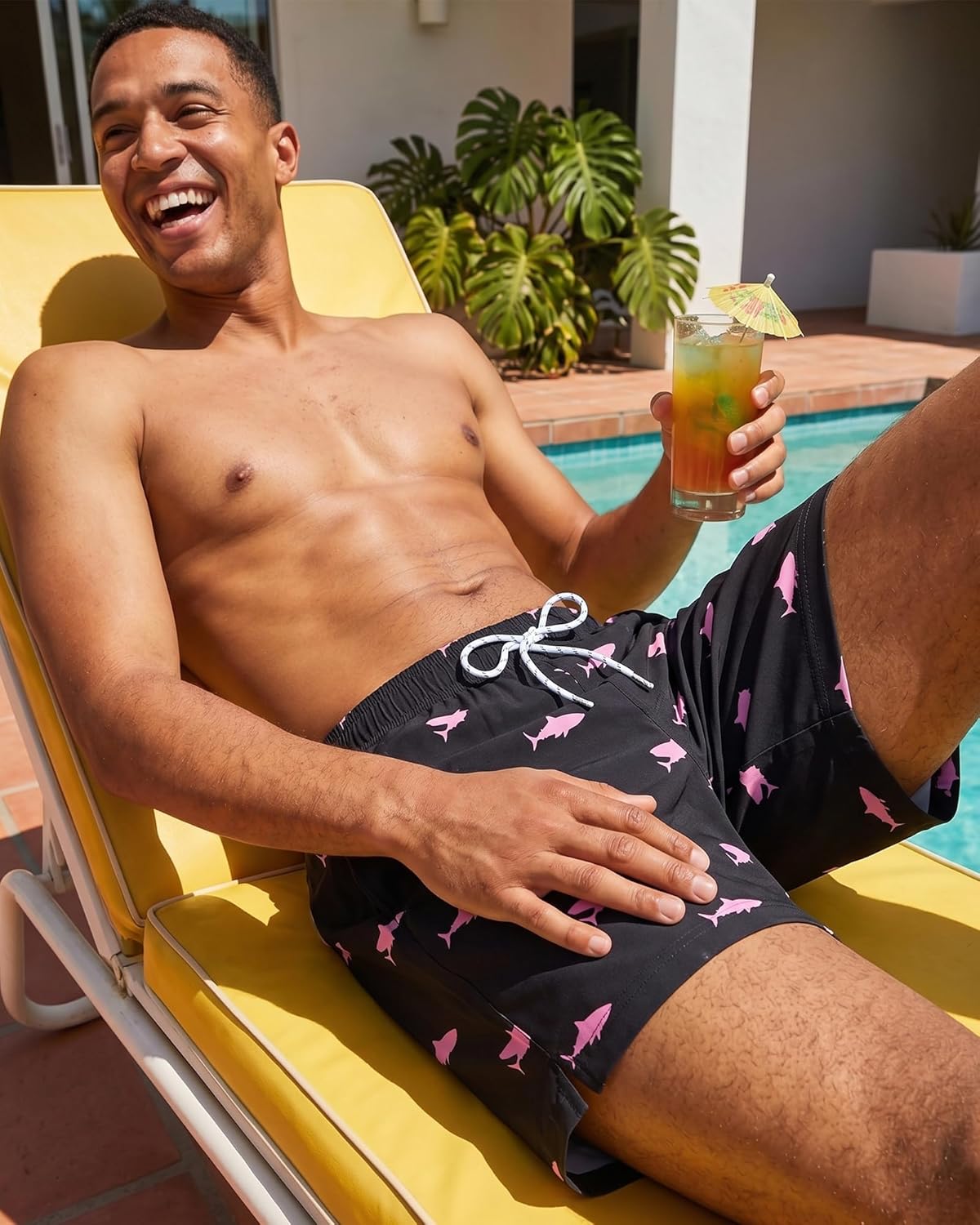 Sixfish Mens Swim Trunks with 5 Inch Compression Liner – Quick Dry Board Shorts with Zipper Pockets for Beach, Pool Parties